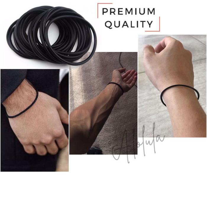 Alolula - Gelang Hitam Polos / Gelang Hitam Pria / Gelang Tangan Pria / Gelang Hitam Wanita / Gelang
