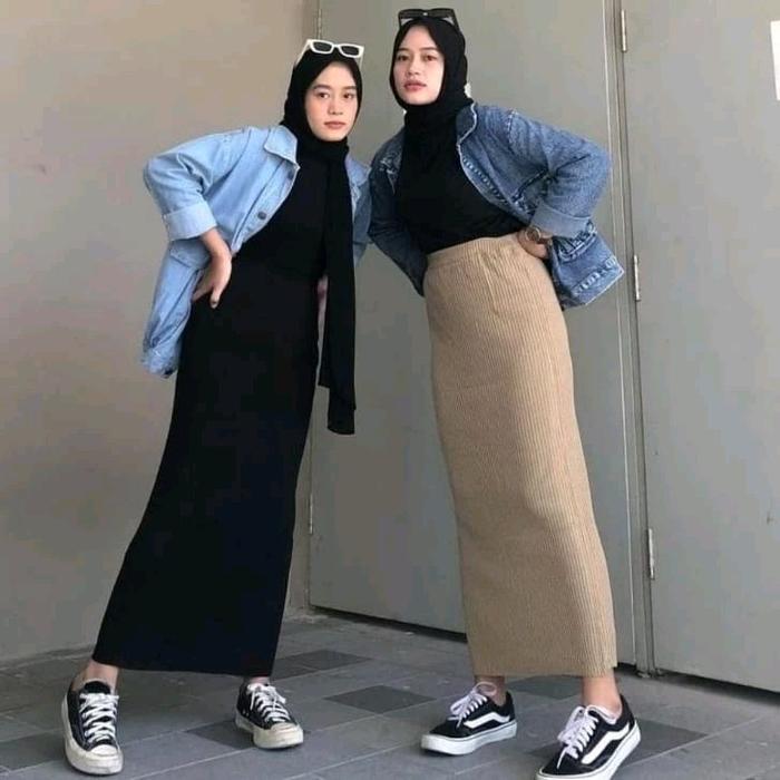 ROK SPAN BABAT LIDI - long skirt wanita plisket lidi Panjang Fit Bawahan Muslim