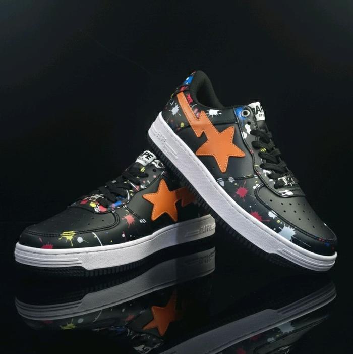 Sepatu Sneakers Bape Bapesta Low Paint Splatter (Size 44)