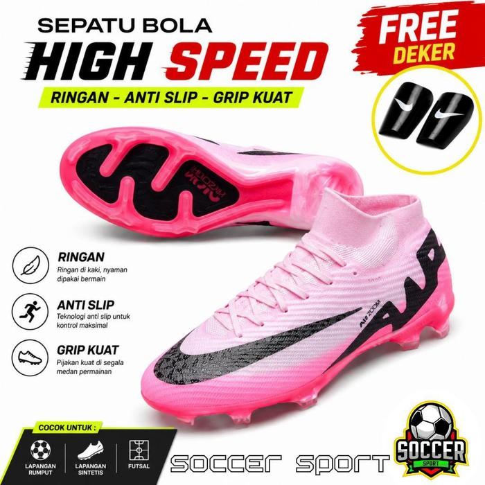 [GRATIS DEKER] Sepatu Bola Anak Junior High Speed Anti Slip Ringan Grip Kuat Sepatu Bola Rumput Sint