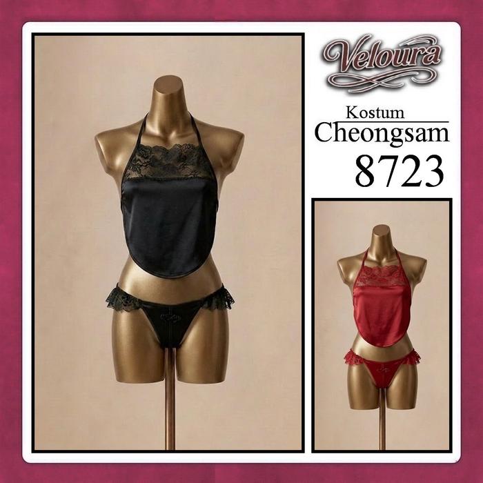 Veloura Pakaian Chongsam Mini - 8723 - Kostum Lingerie Sexy Dress model Baju China Cheongsam