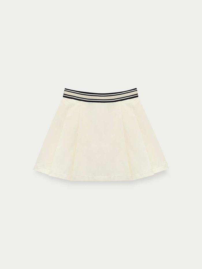 Pomelo. Striped Pleated Skirt - Ivory