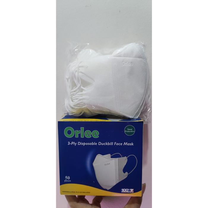 Masker Duckbill 3Ply Dewasa 1Box Isi 50 Orlee 3D Face Mask Earloop Kemenkes Duckk Bill Garis Embos O