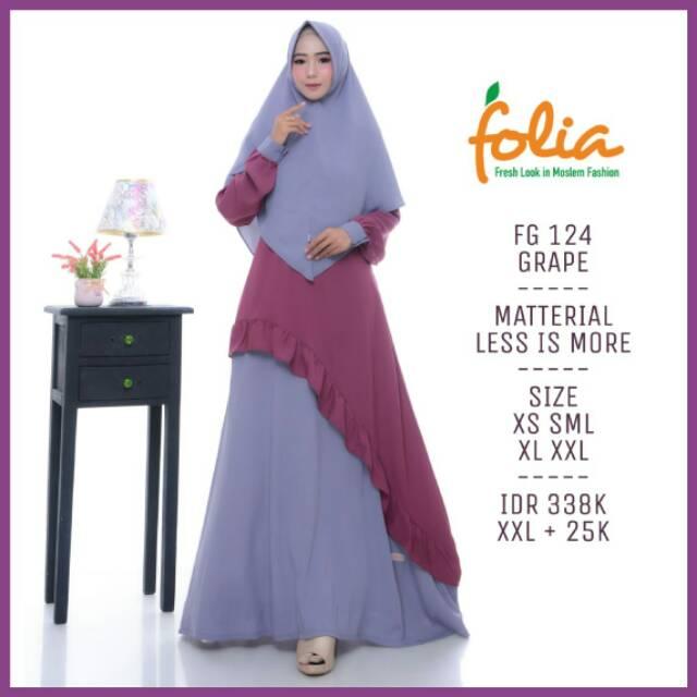 New Folia Gamis Muslimah FG 124 Less Is More Gamis Set Kerudung Crepe Premium