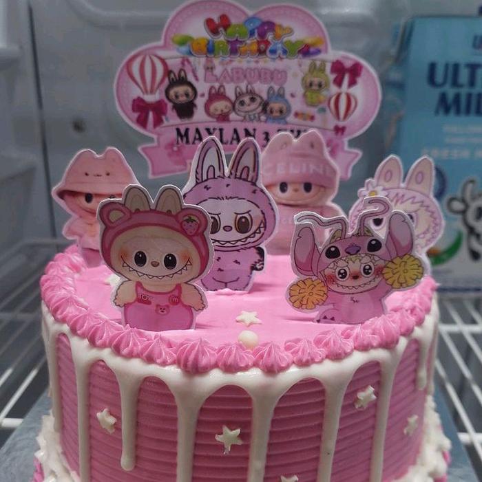 1 set cake topper labubu custome nama anak Fashion Kids Costume