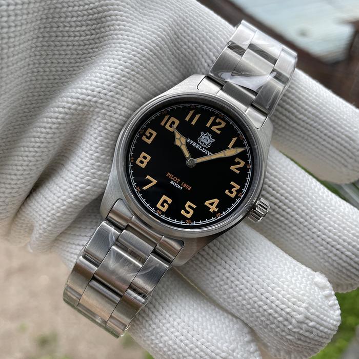 Steeldive 39mm Quartz Movement Pilot Watch Military Simple Fashion