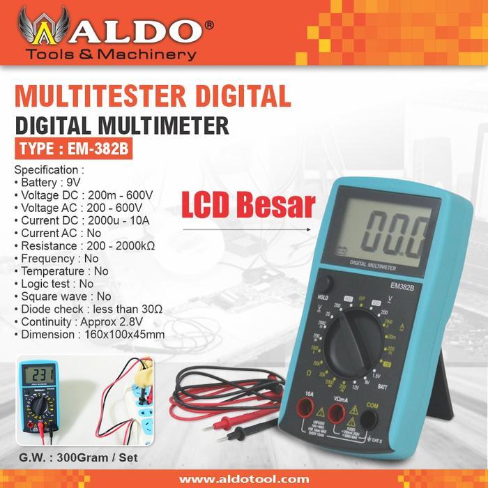 MULTITESTER DIGITAL LCD BESAR / MULTIMETER / AVOMETER EM-382B ALDO
