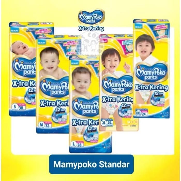 Mamypoko (2Ball) Ukuran S38, M32,L28,Xl26,Xxl24 X-Tra Kering Popok Celana (Mamypoko 2Ball)