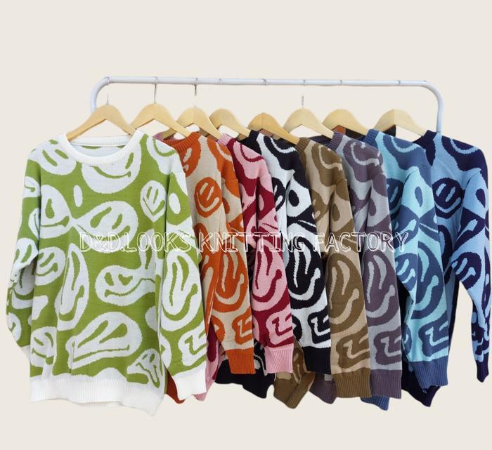 CREWNECK EMOTICON / SWEATER RAJUT PREMIUM / BAJU RAJUT / ATASAN RAJUT