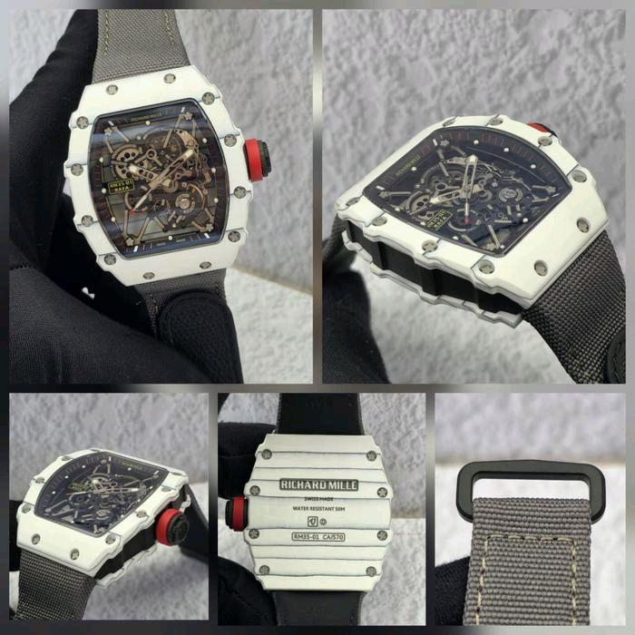 Jam Tangan Keren Pria lRich4rdlcM1lle RM35-01 Manual Winding Swiss Automatic Kanvas Dial Carbon