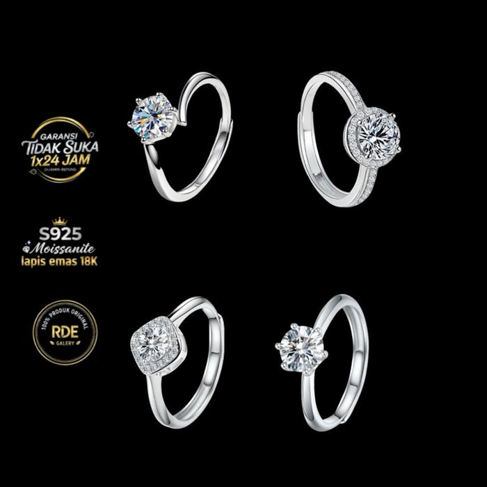 Moissanite cincin S925 high quality/cincin moissanite 1 karat/cincin S925 Perhiasan