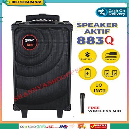 Speaker Portable /Meting Bluetooth GMC 883Q Ukuran 10 Inch + Mic Wireless 1pcs/speaker gmc 883q 1Oin