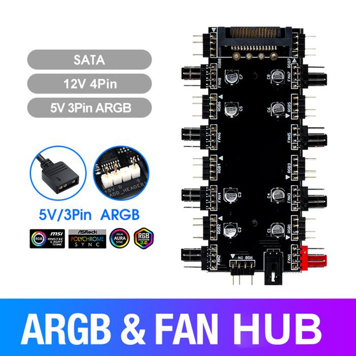 5V/3/12V4 Pin Adaptor Konverter Kartu Modul Papan ARGB 4