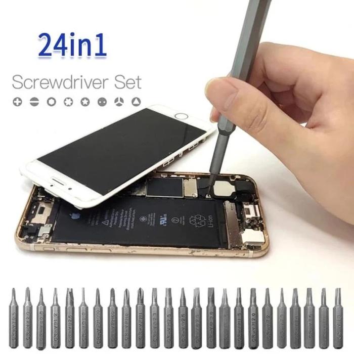 Obeng 24 Set 24in1 in 1 Magnet Multifungsi isi 24 Servis HP Handphone Jam Tamiya Multi Magnetic Scre