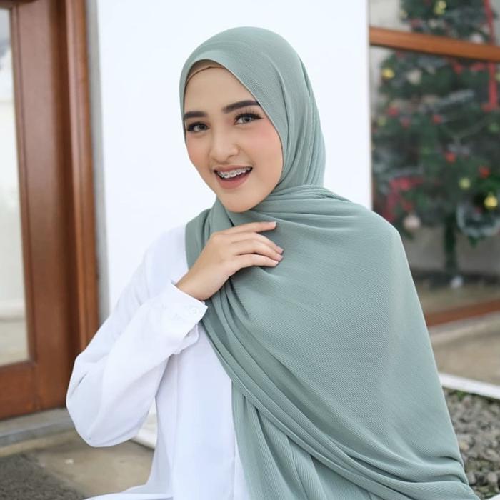 SYARII PASHMINA PLISKET JUMBO BUTTONSCARVES non logo 200x80cm pleated super mini hijab menutup dada 