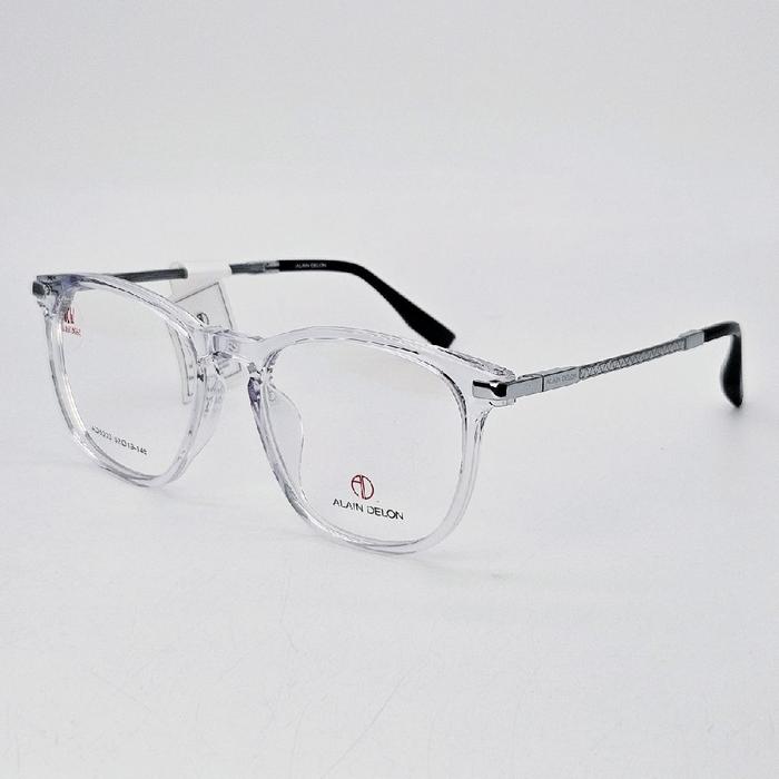 ORIGINAL Frame Kacamata Pria Wanita Kotak Alain Delon AD5000 Original Bahan Asetat Transparan Silver