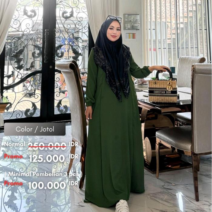 Dress Polos Mocca by JourneyScarves untuk Wanita Muslim - Mewah, Lebaran, Midi, Kondangan, Gamis, Pe