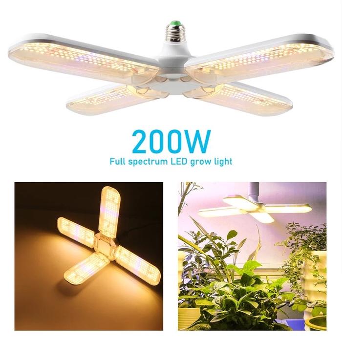 Sinjia ZW0327-A 200W Lampu Tanaman Hidroponik UV Ultraviolet Grow Light 4 Leaf Foldable E27 Warm Ful