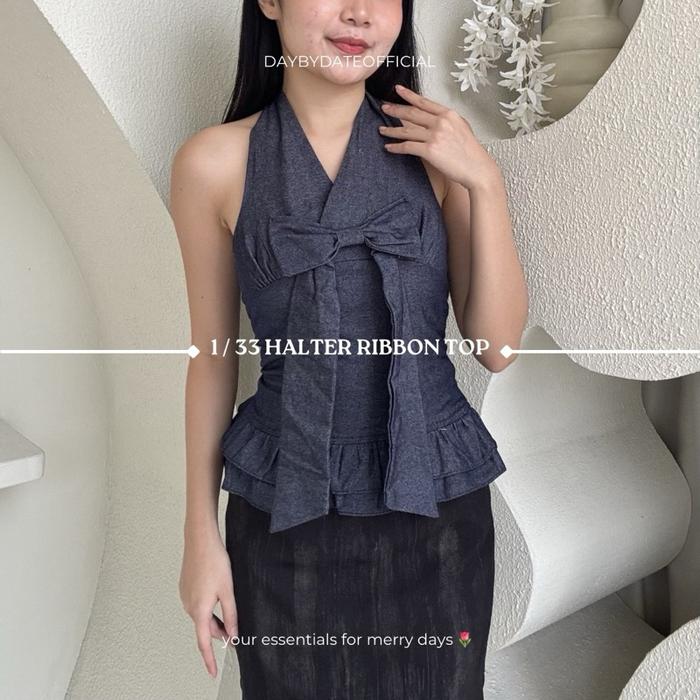 1 / 33 Halter Ribbon Top | Daybydate | Halter Top Halter Neck Top Wanita Halter Top V Neck