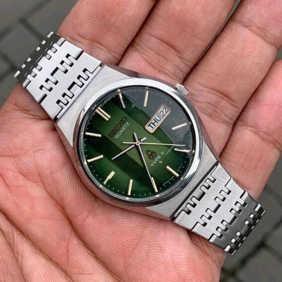 Seiko Vintage green dial faceted glass type 2