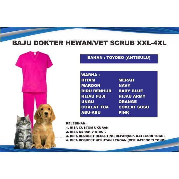PREMIUM (READY) terjamin (XXL-4XL) Baju Jaga Dokter dan Dokter Hewan/Doctor Scrub n Vet Scrub terlar