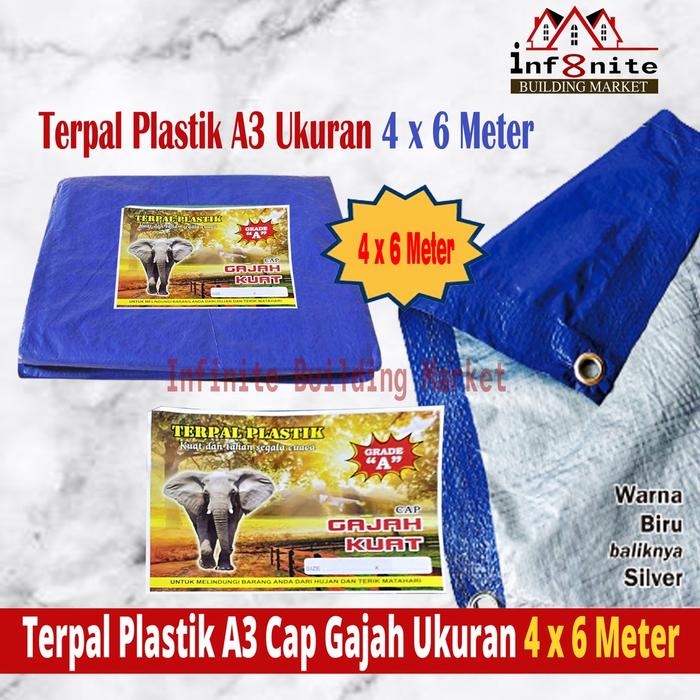 Terpal Plastik Tenda A3 4 x 6 Meter Tebal Murah Terpal Cap Gajah Kuat