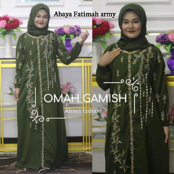 FATIMAH ARMY Full bordiran Mewah Gamis Wanita bordir full by anugerah berkah abaya