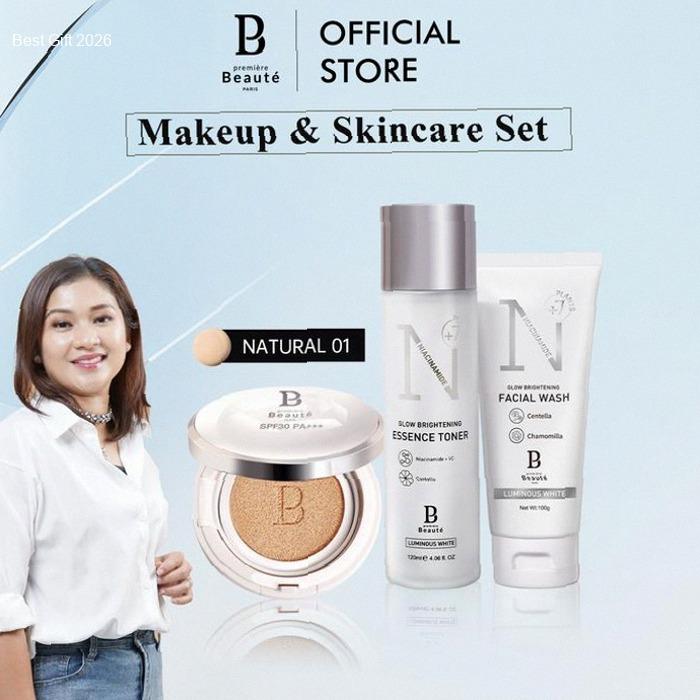 Premiere Beaute Makeup & Skincare Set Sunscreen Cushion / Facial Wash / Essence Toner 3PCS Set | Kek