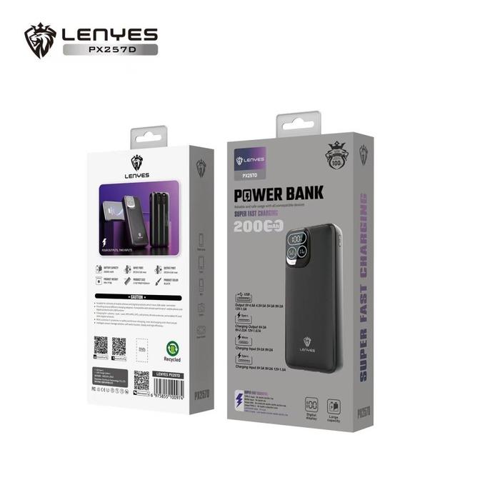 POWERBANK LENYES PX-257D 20000MAH SUPER FAST CHARGING PX257D 20000 Grosir