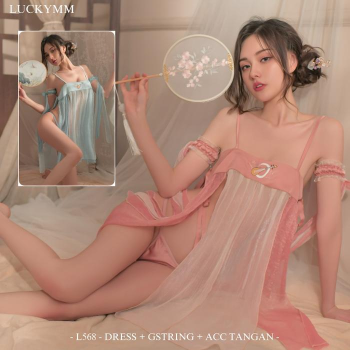 568 - Sexy Lingerie Transparan Hanfu Elegant Dress Cheogsam Mini Dress Wanita Dewasa