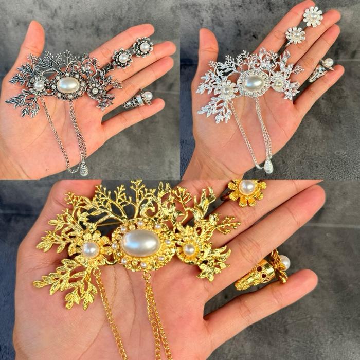 Set bros kemala gold / silver / bakar set bros alpaka bali hiasan kebaya bali
