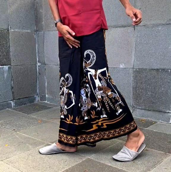 Sarung Batik Aldafa Pekalongan Katun Premium Warna Hitam Navy Dewasa Motif Wayang Rok Lilit Dress Fo