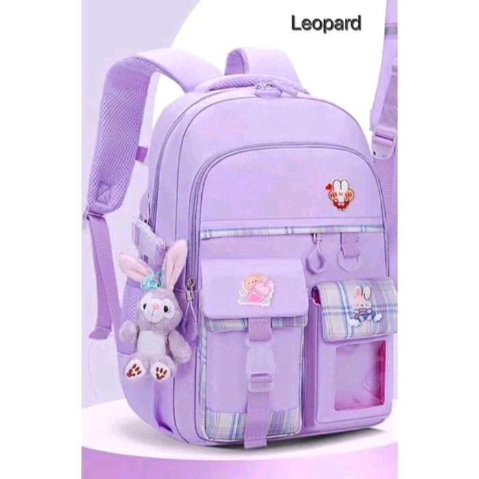 Leopard Tas Ransel Wanita Anak Sekolah Fashion MiKA D300 Halus dan Tebal Tas Sekolah Wanita TK SD SM
