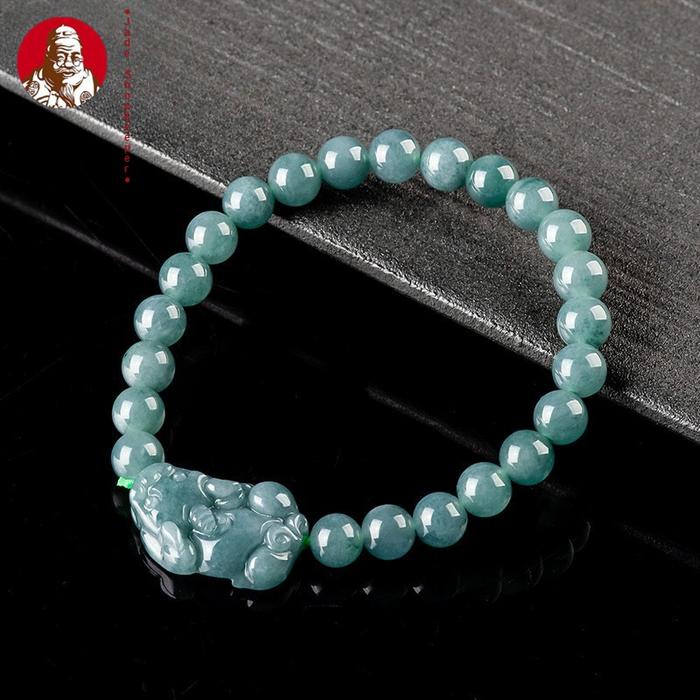 Natural Air biru jadeite Ruyi Pixiu gelang es giok pasangan hadiah pria gelang wanita
