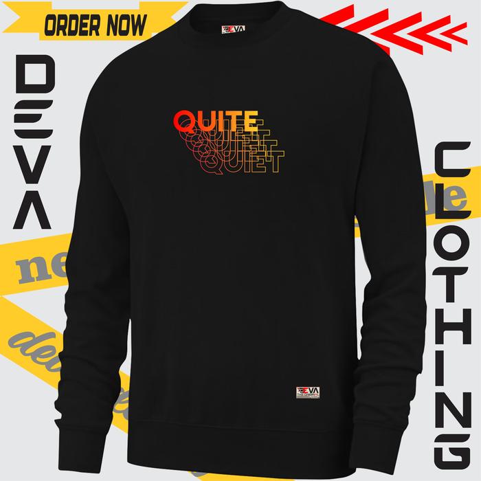 Sweater Crewneck Pria Distro QUITE Grafity Sweter Cream Switer Oblong Crewnek CN Sablon Print Crowne
