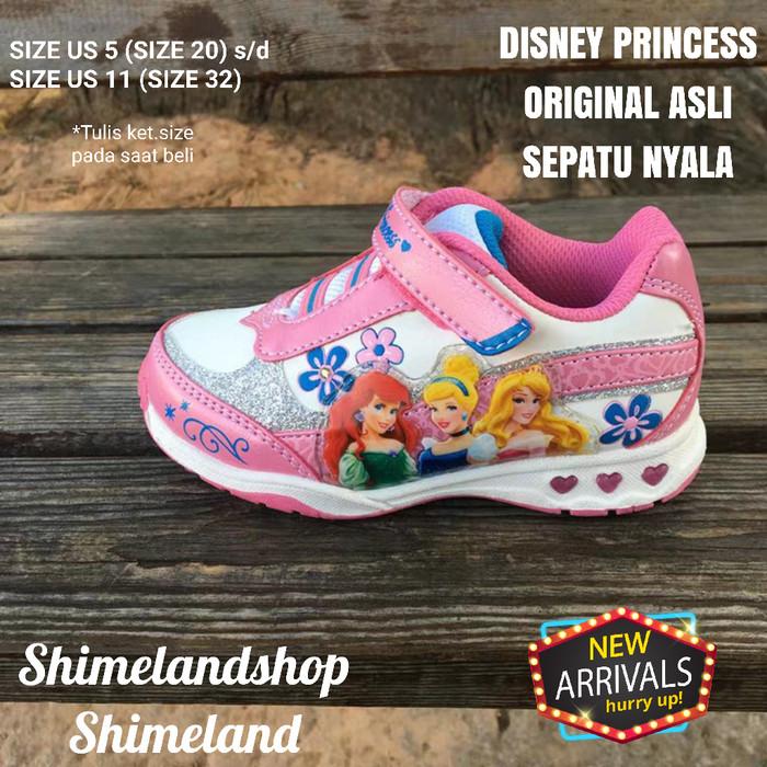 V✪A9 SEPATU DISNEY PRINCESS LED NYALA ORIGINAL SNEAKER ANAK PEREMPUAN Z❤76