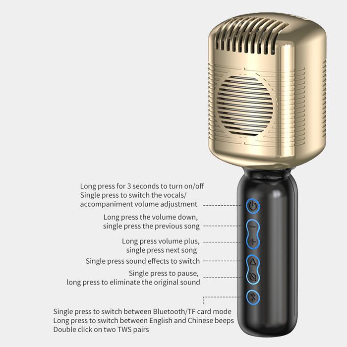 Audio Rumah Mikrofon Terintegrasi Karaoke Genggam Portabel Mikrofon