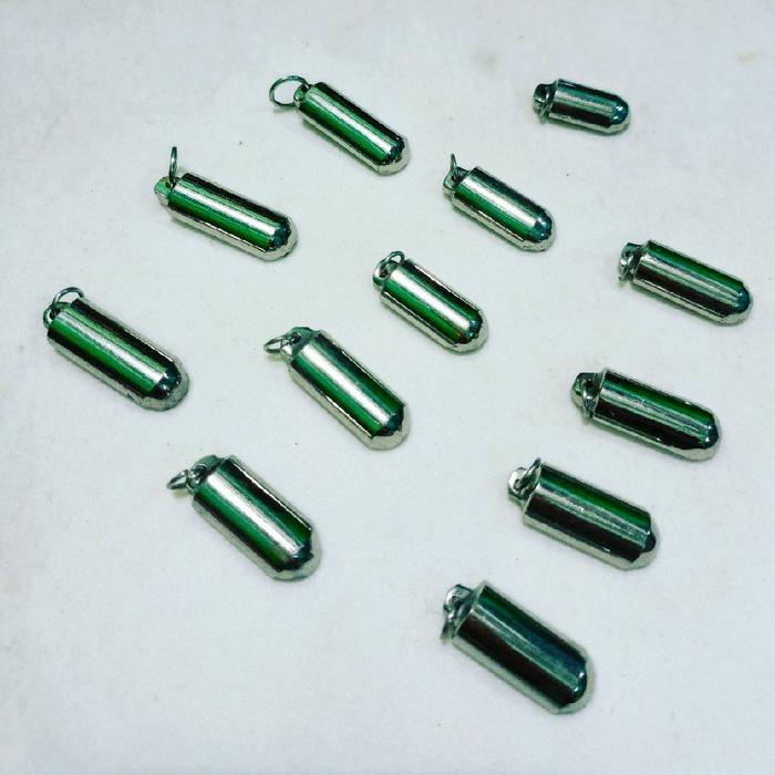 Liontin monel stainless motif setengah tabung