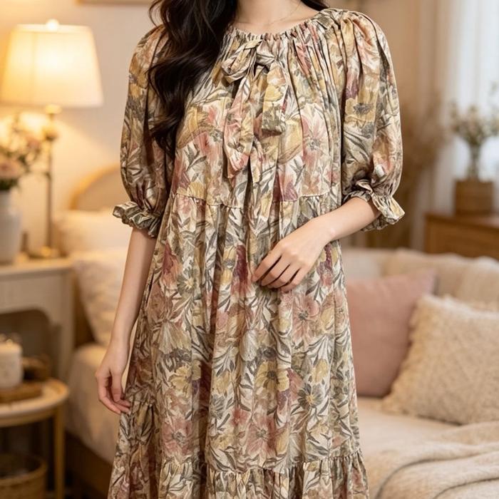MIDI DRES JUMBO/home Dress/Tunik NADIRA bahan rayon premium ASLI PANGANDARAN