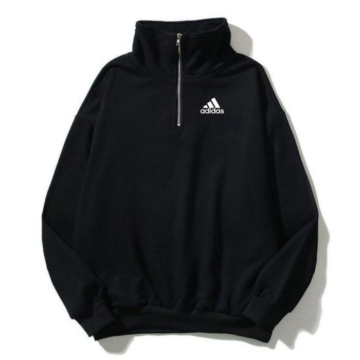Sweater Adidas High Neck Basic Half Zip Hitam Premium