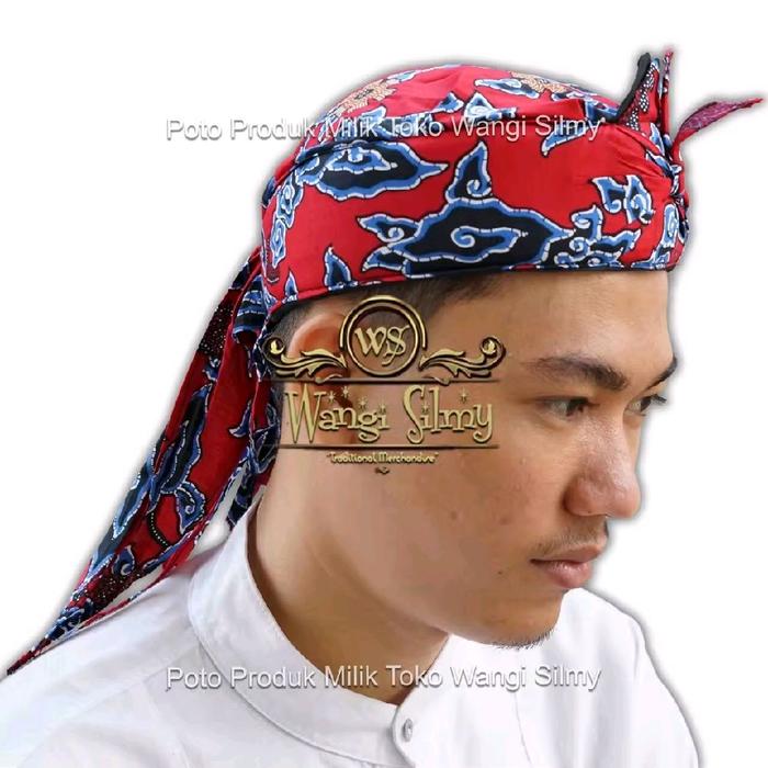 COD Blangkon Sunda Tinggal Pakai Batik Merah / Totopong Iket Instan Pakaian Adat Jawa BISA COD - Bla