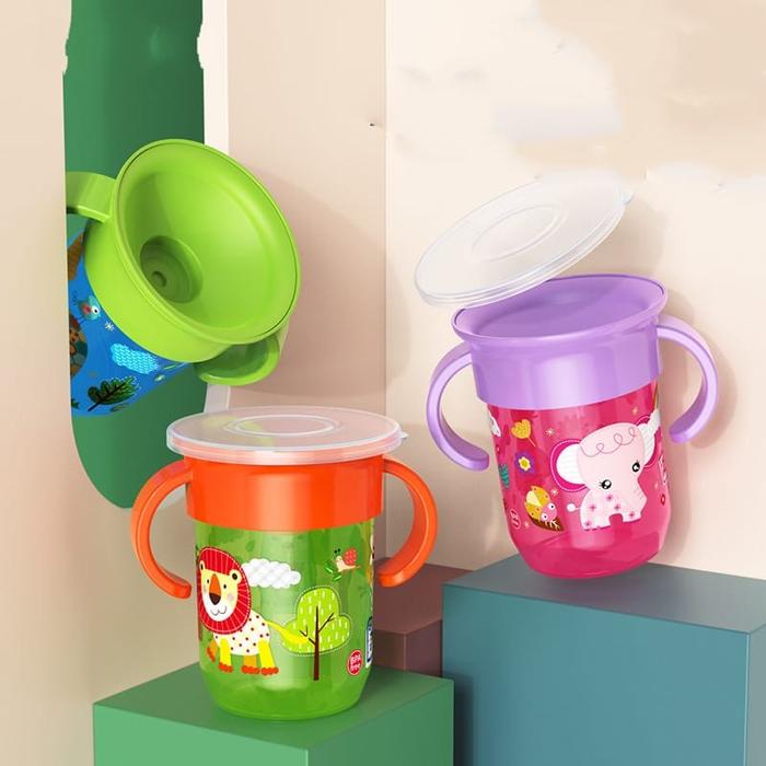 Training Cup/Gelas Anti Tumbah / Sippy Cup 360 derajat Botol Susu 360 dengan Gagang BPA FREE