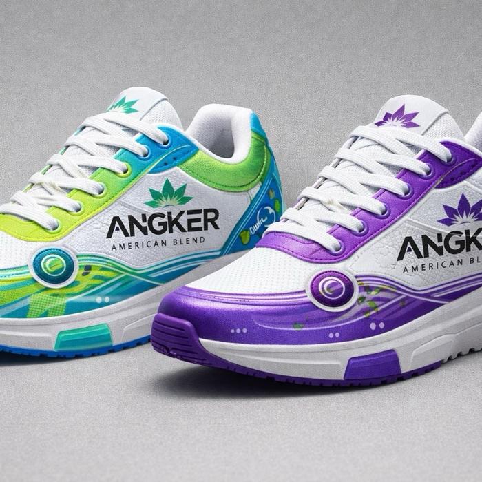Angker Sepatu Sneakers American Blend Warna Hijau & Ungu dengan Desain Unik dan Nyaman untuk Aktivit