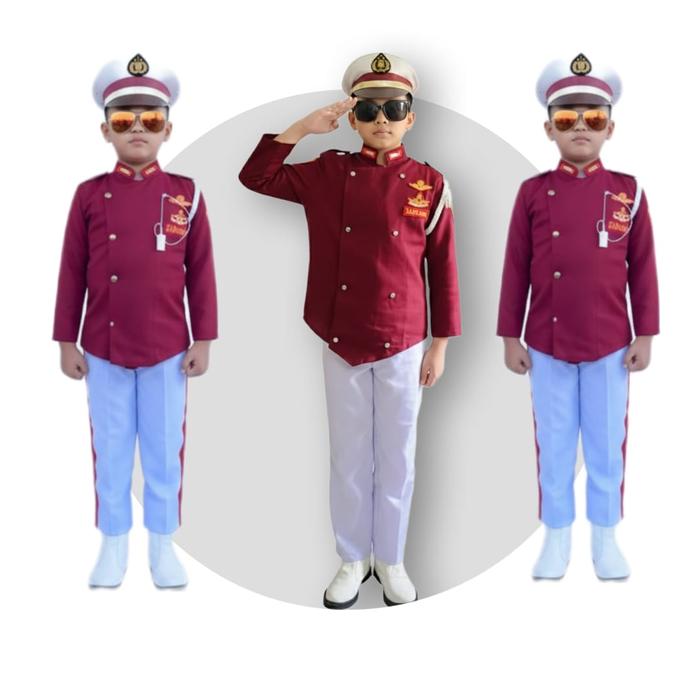 Baju Profesi Taruna Akpol Kostum Anak Fashion Loreng Ripstock Lengkap Dengan Talikur Peluit Baret Da