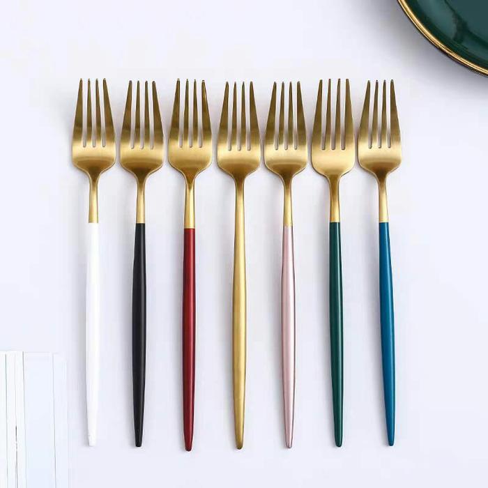 [1pc]Garpu High Quality Luxury Gold Plated Alat Makan Mewah / Alat Set Makan garpu Korea Cantik Mewa