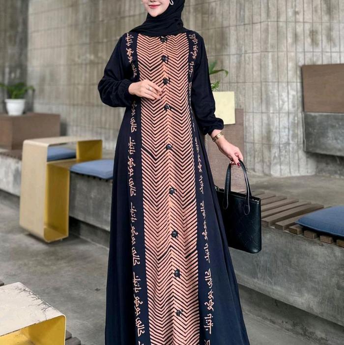 Gamis twill ori motif  pagar arab  Muslim wanita