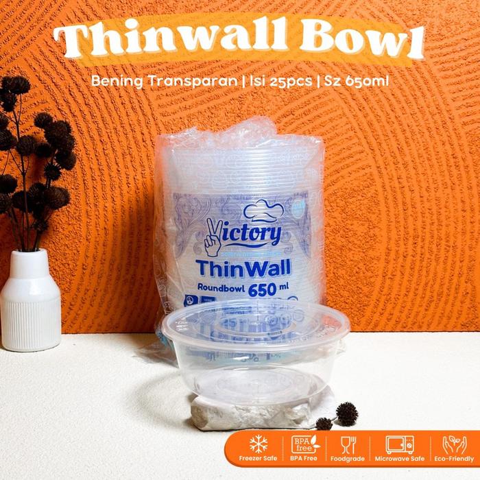 Safitiri [Isi 25Pcs] Thinwall Bowl 200Ml 300Ml 450Ml 500Ml 650Ml 750Ml Food Grade / Mangkuk Bulat Pl
