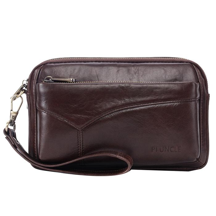 PI UNCLE Leather Large Capacity Men's Clutch Wallet Fashion Zipper