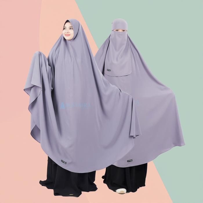 TERMURAH Set Long Khimar Like Mukena Haramain Non Pad Niqab Bandana Alsyahra Exclusive WF Premium Ji