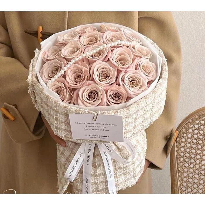 Korean tweed wrapping plain/kain tweed akrilik import/Kain Bunga